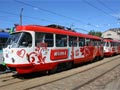 Souprava T3SU v depu č. 5 s novou reklamou 16. 6. 2009