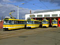 Vozy K3R-NT č. 311, 312 ,313 a 314 ve vozovně Slovany 4. 3. 2007
