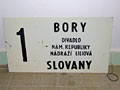 Cedule linky č. 1 z osmdesátých let, ještě ve své původní dlouholeté trase Slovany - Bory