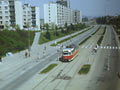 Vůz T2 z mostu chebské trati v dnešní zastávce Malesická a zajímavý pohled na přední Skvrňany 2. 5. 1986 
Foto: J. Hertl, archiv Jiřího Hertla (SPVD)