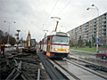 Rekonstrukce tramvajvé trati u zastávky Křimická se soupravpu T3M č. 221+222 29. 10. 1998, foto: Absolut