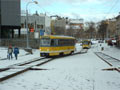 T3P č. 280 a T3G(M) č. 274+275 na provizorní trati v Pražské ulici 17. 12. 2005