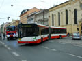 Solaris č. 529 nasazený místo tramvaje při zastavení provozu U Práce 11. 9. 2013
