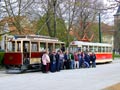 Historické tramvaje při objednané jízdě U Zvonu 1. 5. 2016