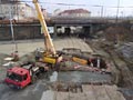 Práce na kanalizaci mezi mosty u nádraží 24. 3. 2017