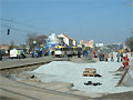Pokračující práce při rekonstrukci vozovek v sadech Pětatřicátníků - 12. 3. 2004
