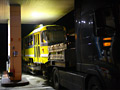 Převoz vozu T3 č. 195 do Strašic - benzínka u Rokycan 3. 1. 2013